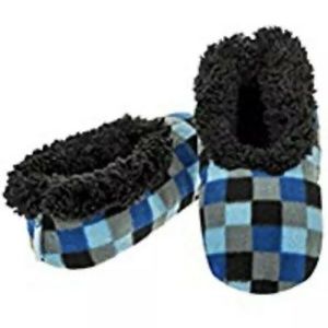 Snoozies Checkerboard Blue Tween Non-Skid Slipper